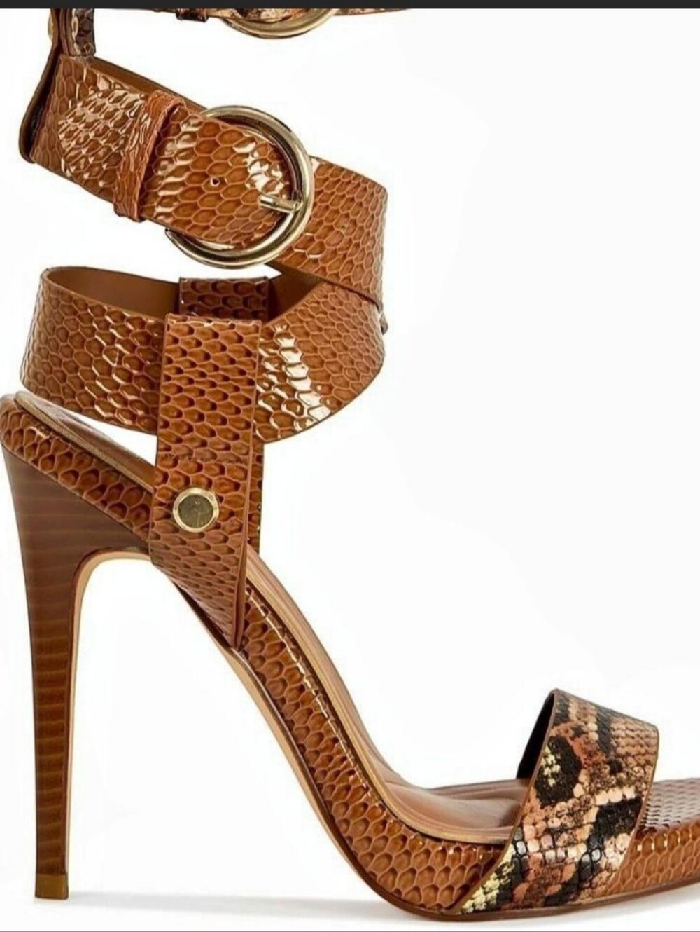 AZALEA WANG Kandinsky Cognac Snake Stiletto Sandals Size 8.5 BNIB - Picture 5 of 6